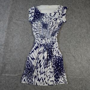 Shoshanna Dress Womens Small Mini Short Cap Sleeve Marbled Geometric Knit Pocket